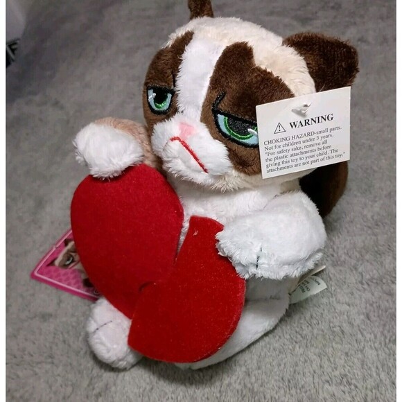 Grumpy Cat Plush Stuffed Animal Toy with Broken Heart Valentine's Day 9" - Picture 5 of 16